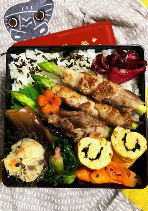 6/29 ﾖｯﾁｬﾝアスパラ肉巻き弁当-レシピのメイン写真