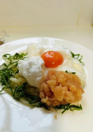 食感が楽しいふわふわ冷やし明太釜玉うどん-レシピのメイン写真