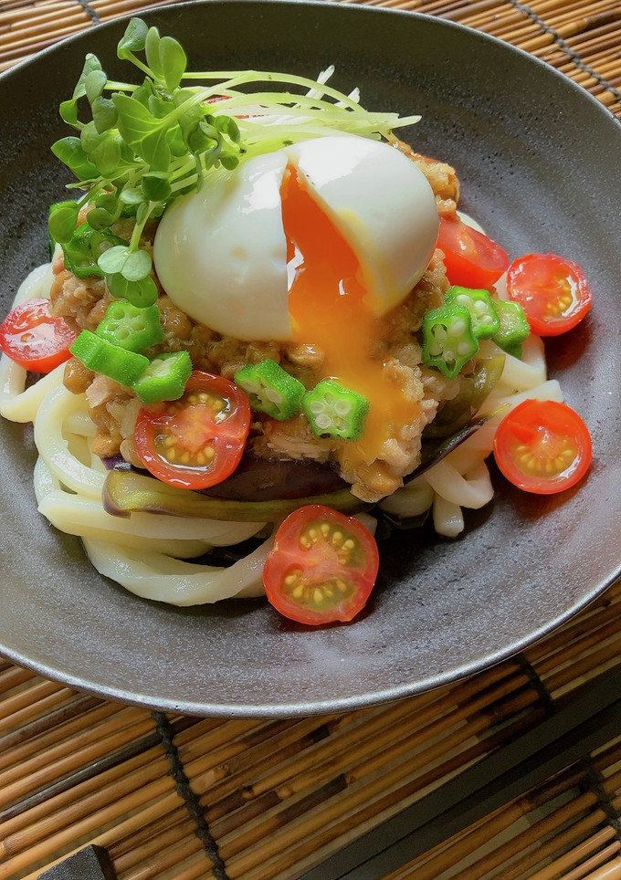☆夏野菜と納豆おろしの冷製うどん☆-レシピのメイン写真