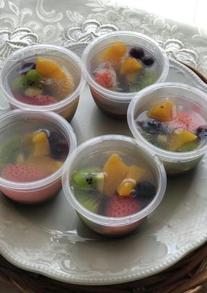 フルーツ寒天と水ようかんのスイーツ-レシピのメイン写真
