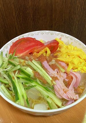 冷やしぶっかけサリ麺・梅干と麺つゆで-レシピのメイン写真