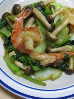 青梗菜とえびのオイスターソース炒め-レシピのメイン写真