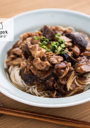 食欲が増す！甘辛、麻婆なすのそうめん-レシピのメイン写真