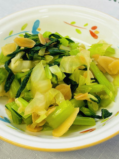 学校給食≫キャベツ小松菜のアーモンドあえ-レシピのメイン写真