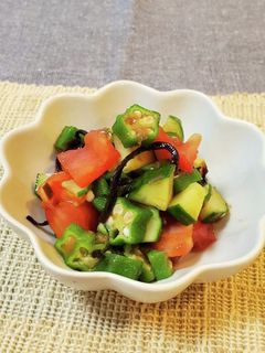 オクラを使って!夏野菜の塩昆布和え-レシピのメイン写真
