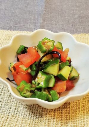 オクラを使って！夏野菜の塩昆布和え-レシピのメイン写真
