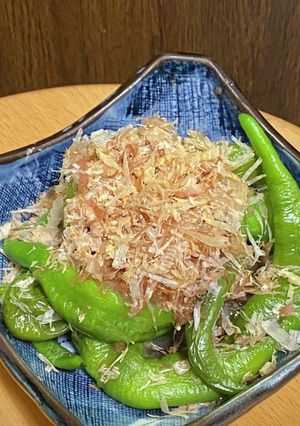 万願寺唐辛子・梅肉＆かつお節＆麺つゆ-レシピのメイン写真
