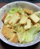 厚揚げとキャベツのガーリック醤油ダレ煮