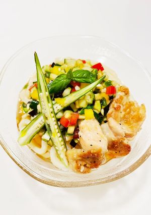 たっぷり夏野菜の洋風うどん-レシピのメイン写真