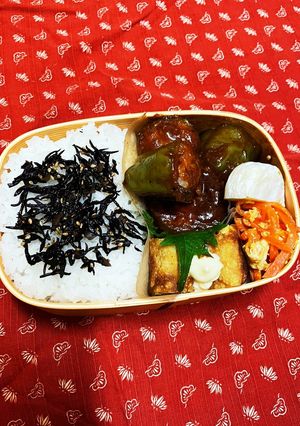 2023.7.1ピーマン肉詰め弁当-レシピのメイン写真