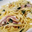 ロースハムとキャベツと玉ねぎ青じそパスタ