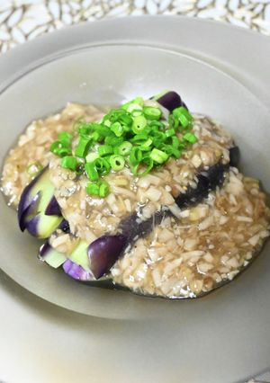 レンジなすのしいたけそぼろ風あんかけ-レシピのメイン写真