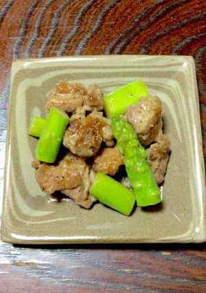 親鳥とアスパラのワサビ醤油和え-レシピのメイン写真