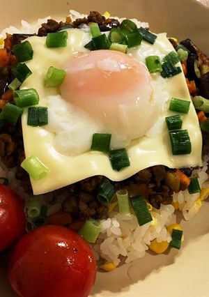 とうもろこしご飯にのせた夏のキーマカレー-レシピのメイン写真