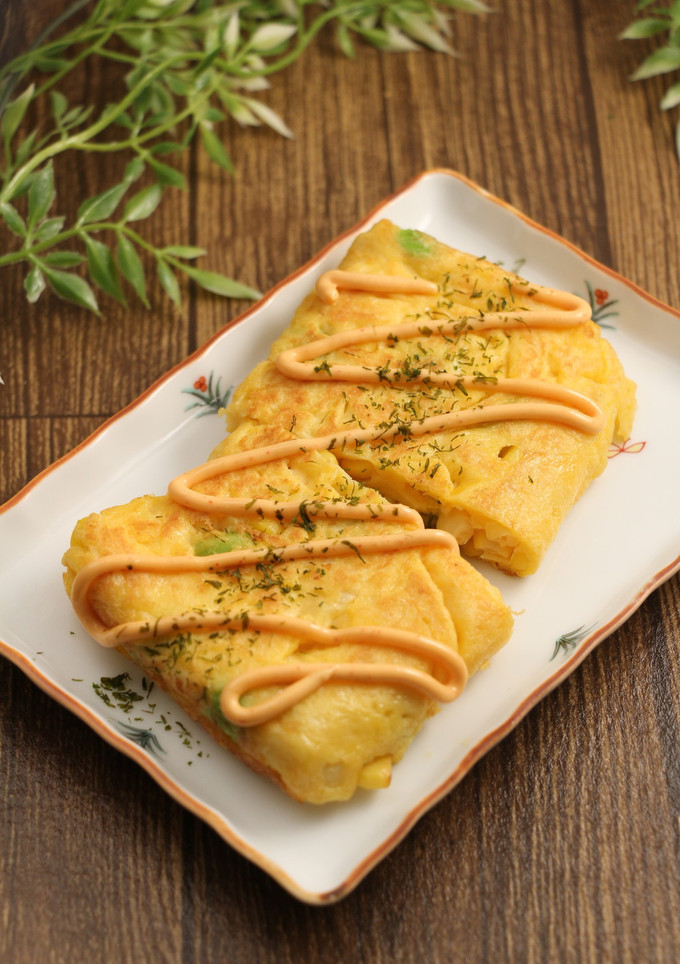 簡単！卵焼き風ちぢみ　枝豆コーン-レシピのメイン写真