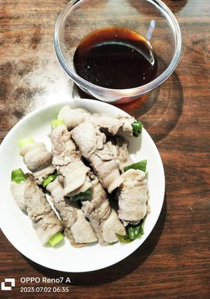 豚肩ロースネギ巻きの酒蒸し-レシピのメイン写真