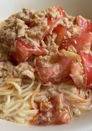 ゴマ坦々風味！？トマトとツナの素麺-レシピのメイン写真