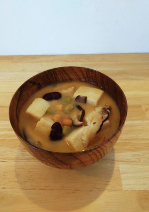 精神修養！豆とこうや豆腐のかんたん味噌汁-レシピのメイン写真