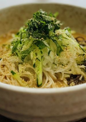 もずくチャンプルーごまだれ冷やしそうめん-レシピのメイン写真