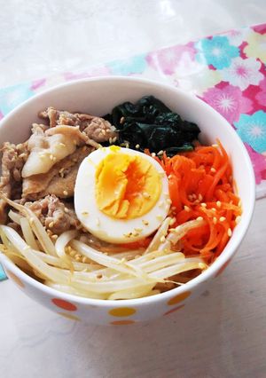 なんちゃって豚コマ塩ビビンバ-レシピのメイン写真