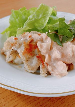 チキンソテーホホホタケ明太クリームソース-レシピのメイン写真