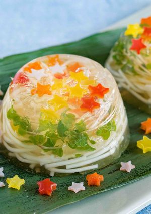七夕に！スプラウトとそうめんのゼリー寄せ-レシピのメイン写真