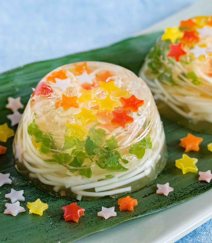 七夕に！スプラウトとそうめんのゼリー寄せ by 村上農園