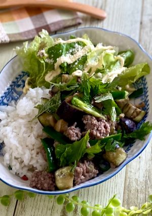そぼろナスピーマン福神漬丼-レシピのメイン写真