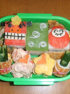キャラ弁 獅子舞 と だるま-レシピのメイン写真