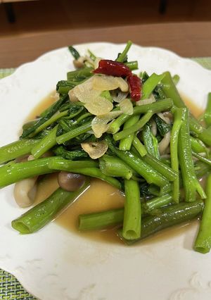 空芯菜ときのこのナンプラー炒め-レシピのメイン写真