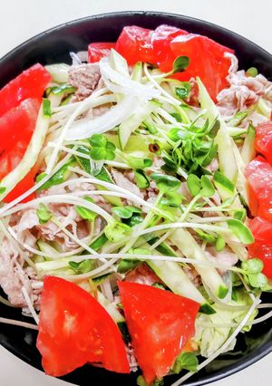 野菜盛りだくさんで冷しゃぶサラダ♪-レシピのメイン写真