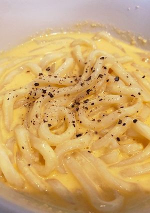 洗い物なし!具なしカルボナーラうどん-レシピのメイン写真