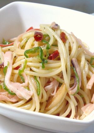 塩辛＆ピーマン＆カニかま消費パスタ♪-レシピのメイン写真