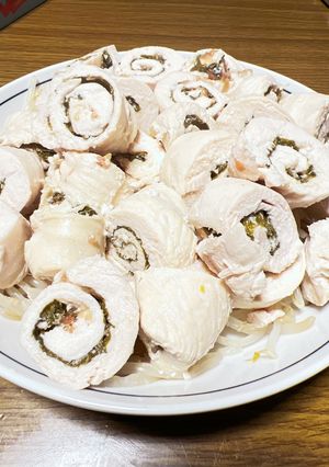 鶏胸肉の梅しそ巻-レシピのメイン写真
