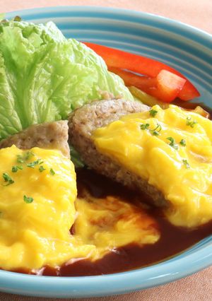 介護食　リメイクレシピ　オムハンバーグ-レシピのメイン写真