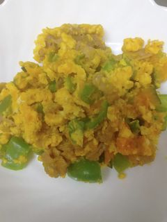 ピーマンとかぼちゃのカレー卵炒め-レシピのメイン写真