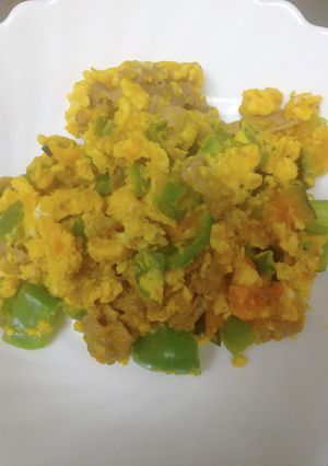 ピーマンとかぼちゃのカレー卵炒め-レシピのメイン写真