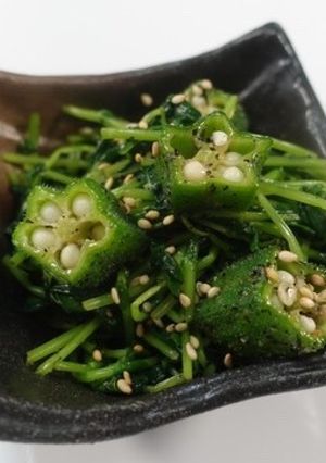 豆苗とオクラの味噌和え-レシピのメイン写真