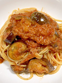 茄子とツナとトマトのパスタ-レシピのメイン写真