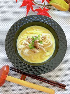 かぼちゃときのこの和風クリームうどん-レシピのメイン写真