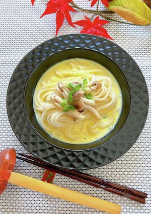 かぼちゃときのこの和風クリームうどん-レシピのメイン写真