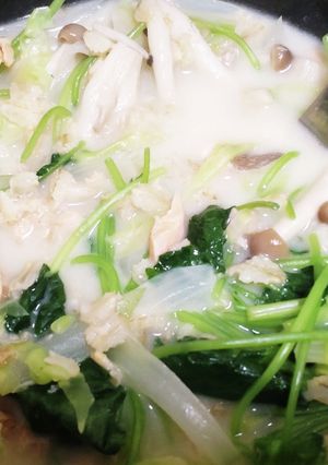 大盛り三つ葉の鮭チーズオートミール雑炊-レシピのメイン写真