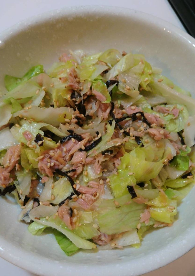 簡単！激ウマ！レタスとツナの塩昆布サラダ-レシピのメイン写真