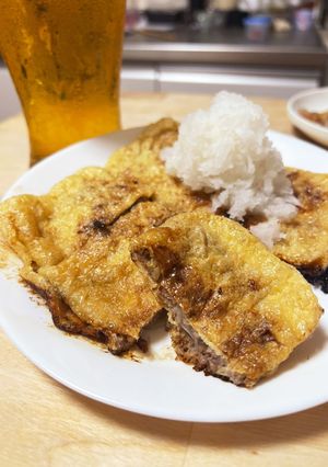 意外と簡単！油揚げのネギ味噌挽肉焼き-レシピのメイン写真