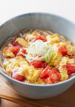 大豆麺で作るトマトと卵のあんかけ中華麺-レシピのメイン写真