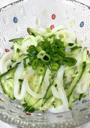 いかそうめんとキュウリの"姜葱醤"和え-レシピのメイン写真