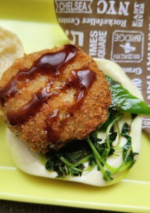 ミンチカツ、ピーマン、豆苗チーズマフィン-レシピのメイン写真