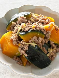 生姜香る豚ひき肉とかぼちゃの煮物-レシピのメイン写真