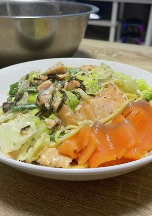 鮭とレタスのクリームパスタ-レシピのメイン写真