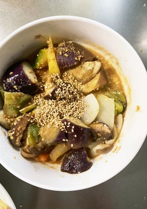 根菜茄子洋風きな粉香味タレ味野菜炒め-レシピのメイン写真